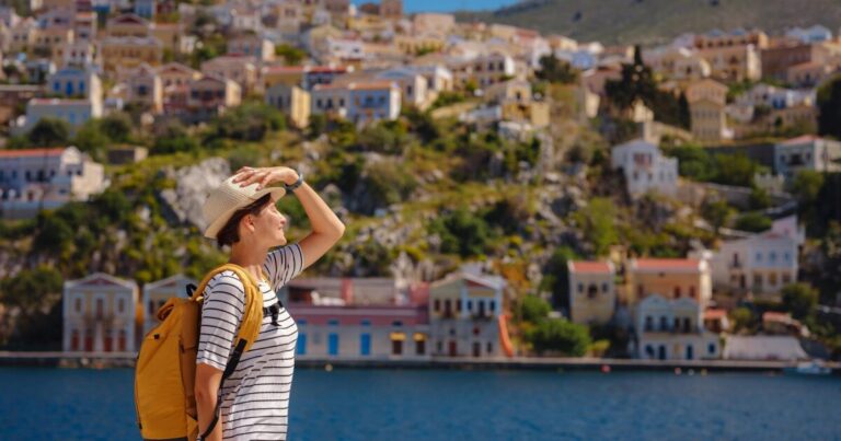 Nice,Asian,Happy,Female,With,Backpack,Enjoying,Her,Holidays,On